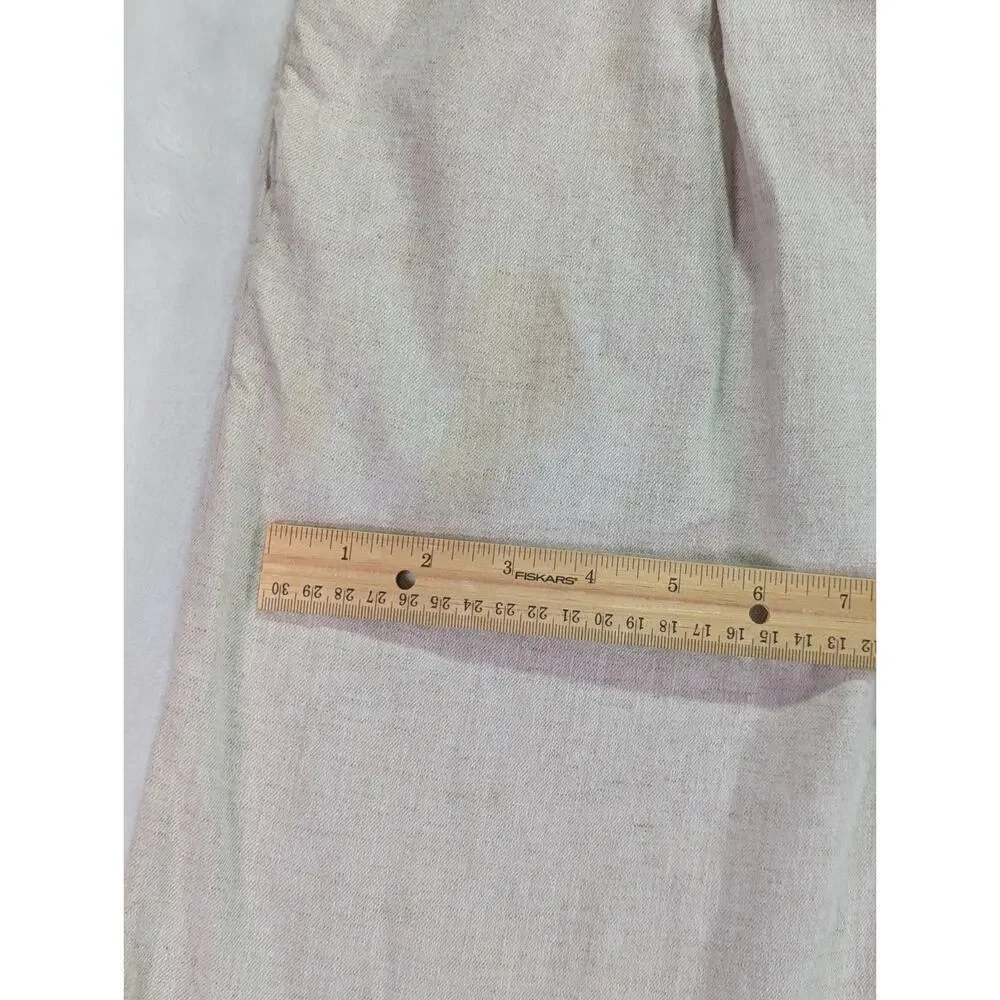 Banana Republic Womens Small Beige Linen Blend Wide Leg Cropped Elastic Pants